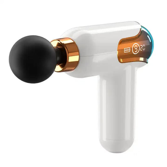 NNEDSZ LC002 White Portable Massage Gun - Deep Tissue Muscle Massager with 4 Heads and 9 Speed Settings