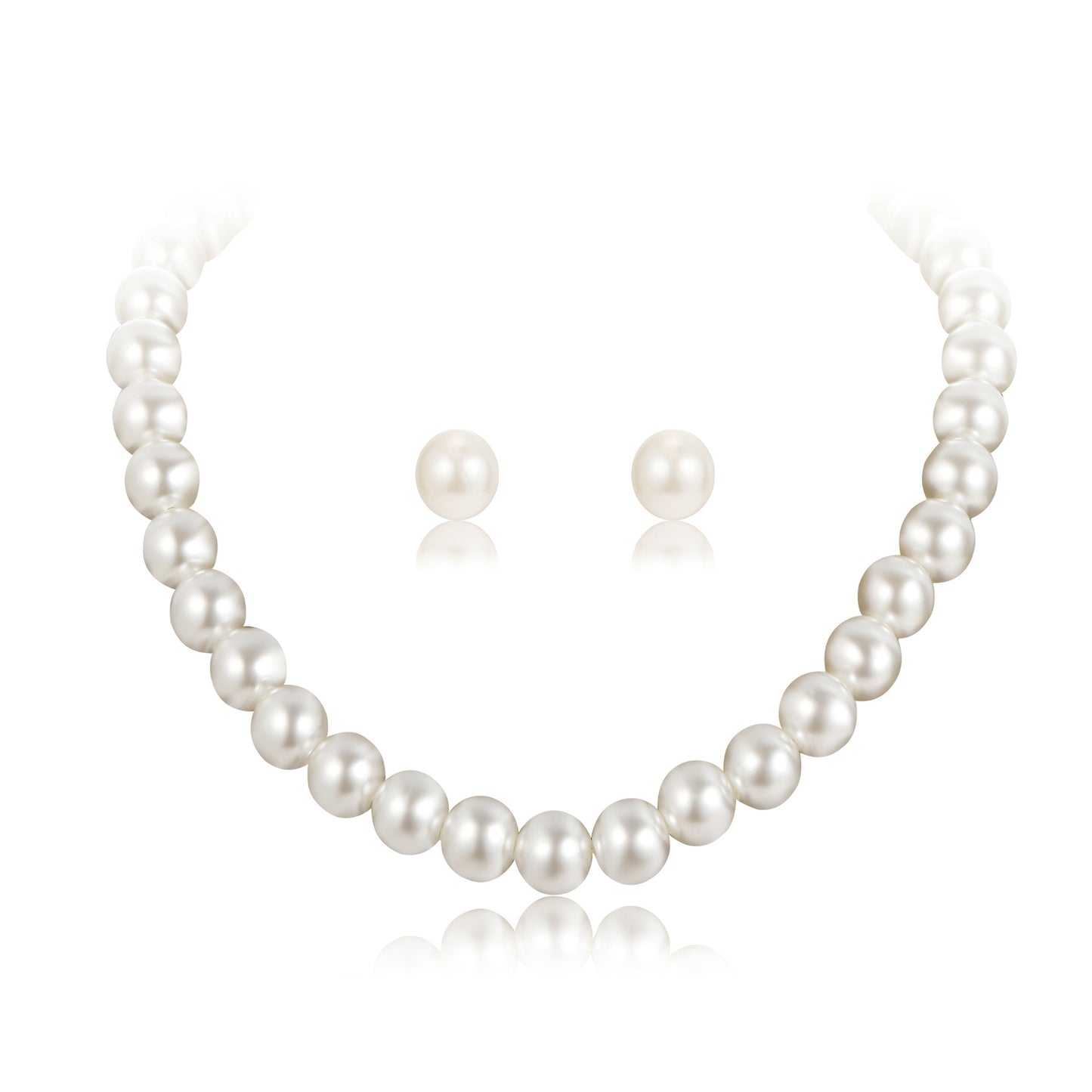 Bridal Pearl Necklace Earrings Bracelet Set