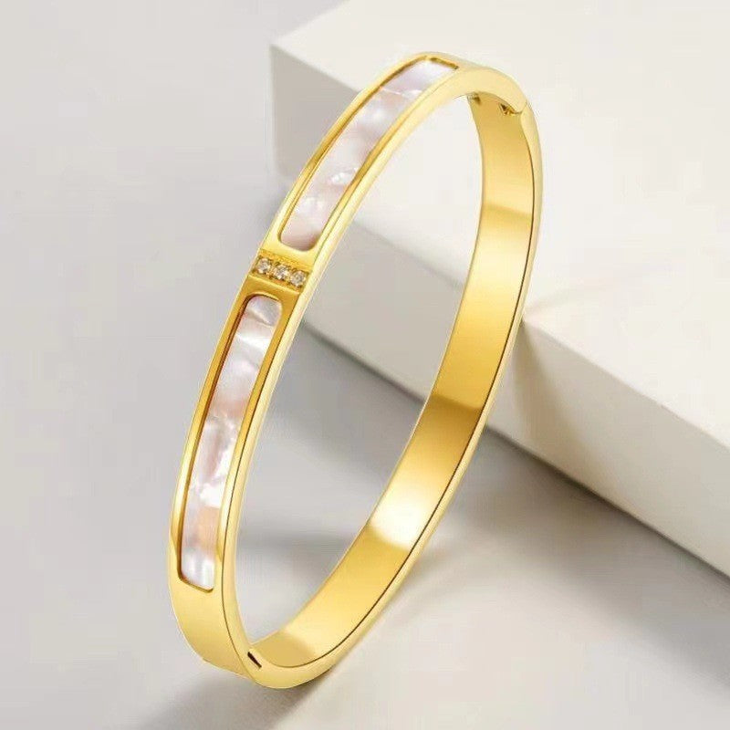 Titanium Steel Hollow Diamond Bracelet for Women